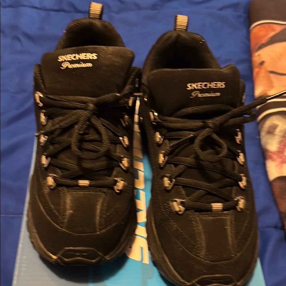 Skechers Black Athletic Shoes with Rugged Design